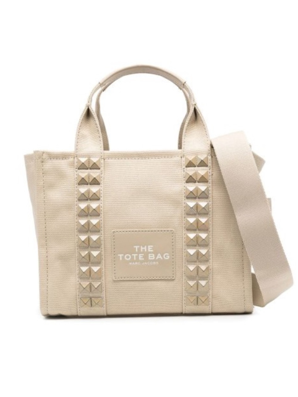 Marc Jacobs Medium Studded Tote Bag | Gently Worn | Beige Canvas | Very Good Con